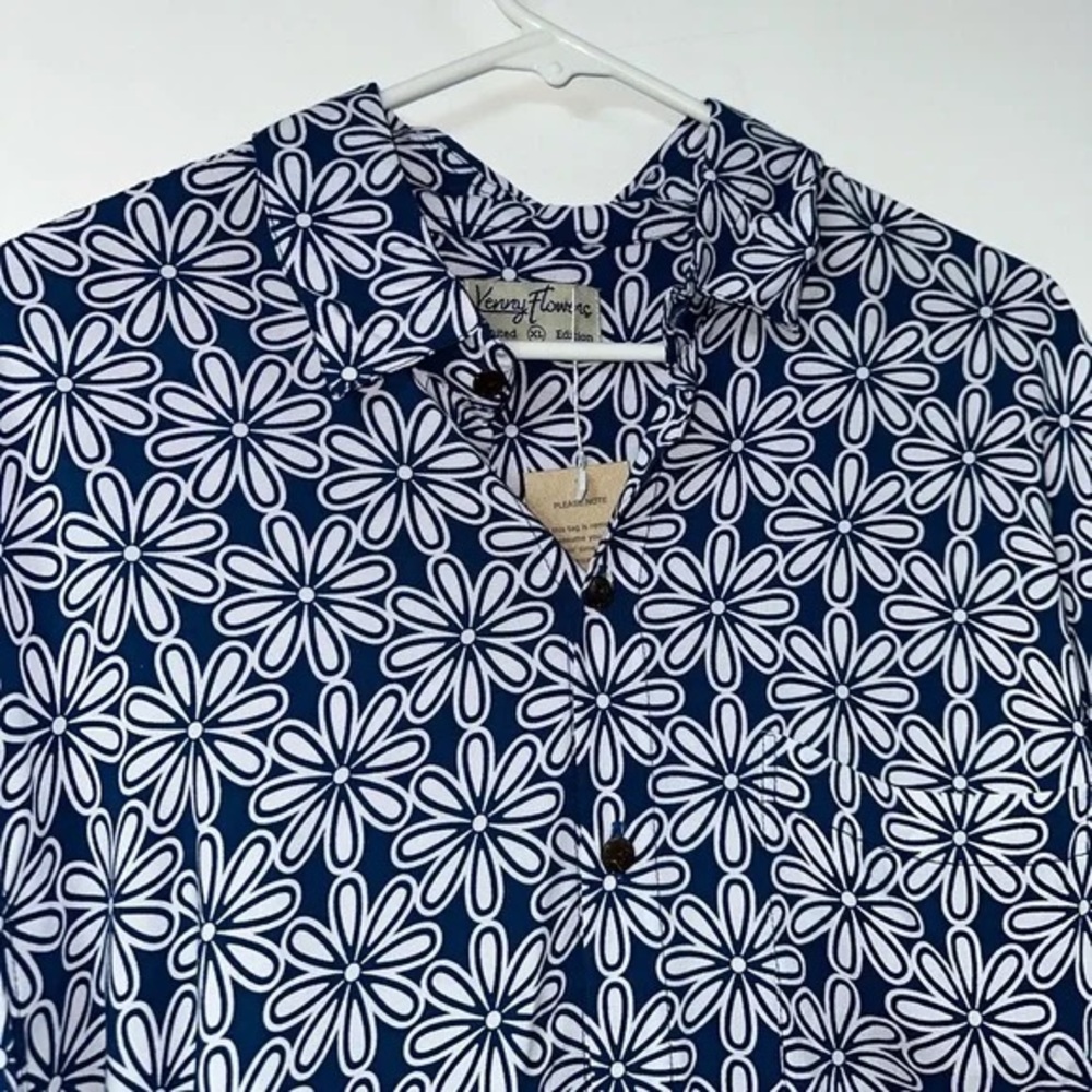 Kenny Flowers Navy and White Floral Button Down Shirt